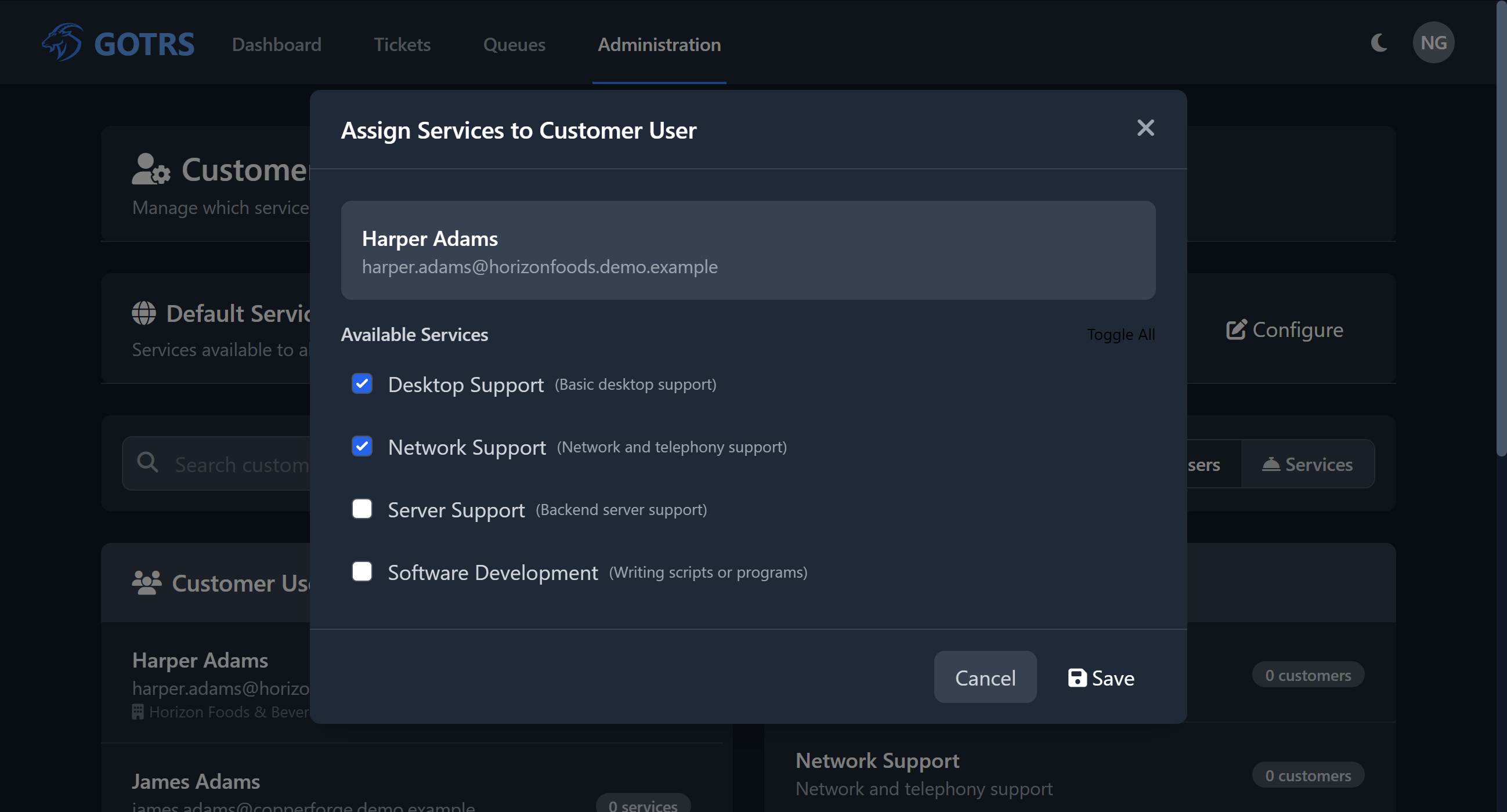 User Service Mapping