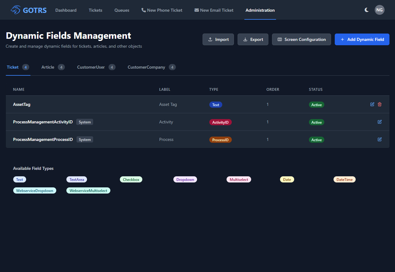 Dynamic Fields Types